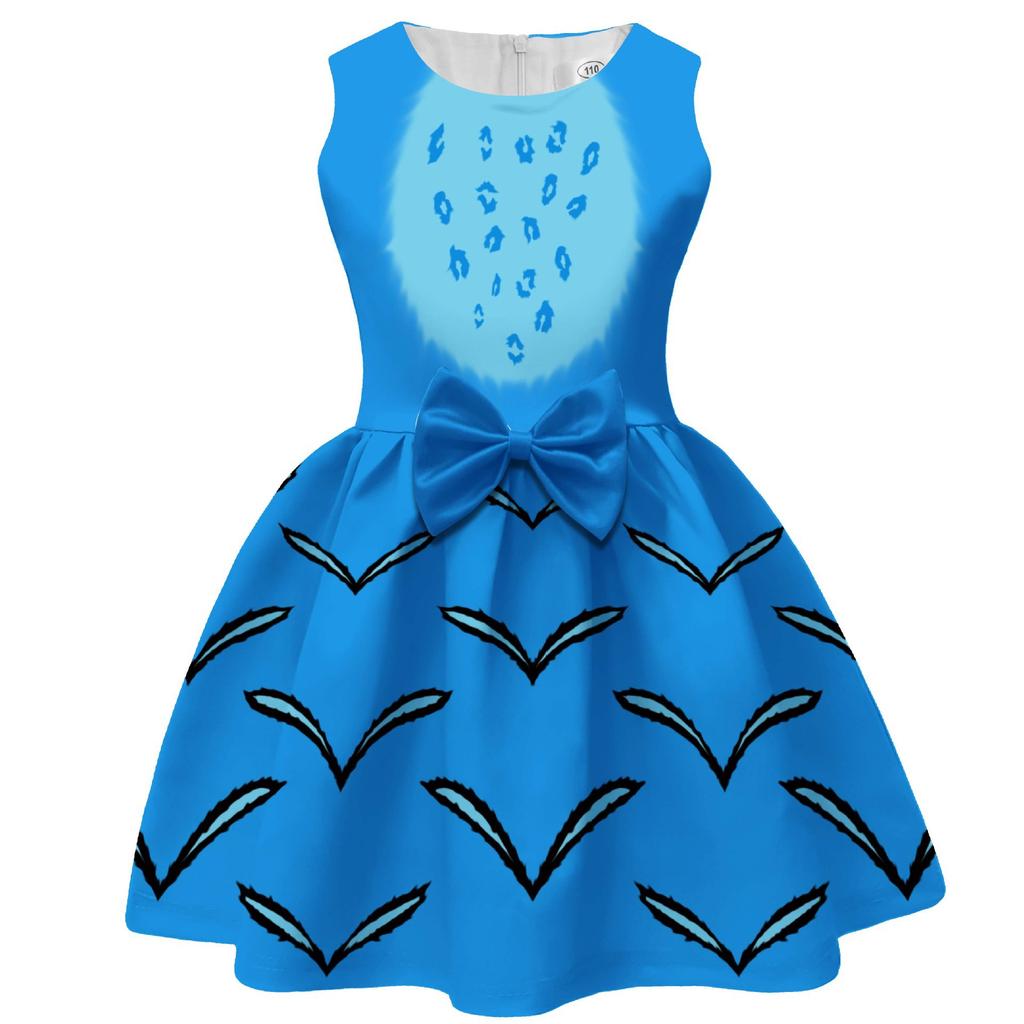 Girls Sleeveless Dress Witch Hunting Girls Group Full Print Galaxy Music Note Skirt with Big Bow Kids Princess Party Birthday Casual Sundress Little