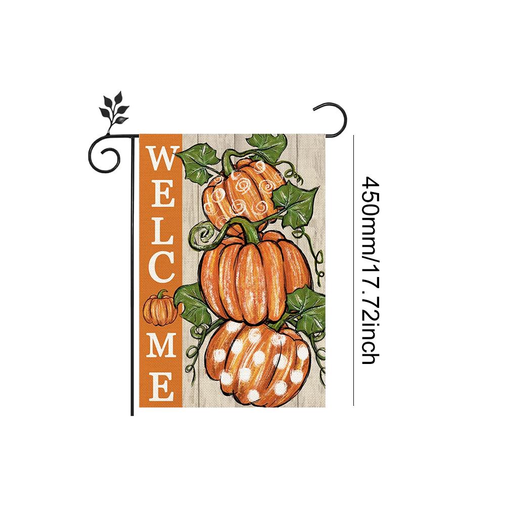 Хэллоуин Декор Флаг для Двора Двусторонний Осенний Вертикальный Баннер Джут Легкий Устойчивый к Выцветанию Осенний Декор на День Благодарения