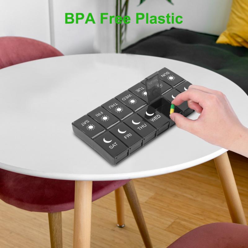 Еженедельная таблетница с 14 отделениями, портативная дорожная таблетка, органайзер, дозатор таблеток, здоровье