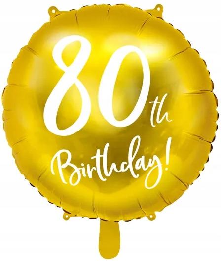 Balon Foliowy Na 80 Urodziny Birthday Złoty Osiemdziesiątka Party 45Cm