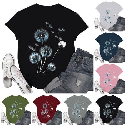 Женские модные повседневные пуловеры с короткими рукавами и круглым вырезом с принтом