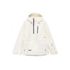 Li Ning Ski Series Half Zip Loose Ski Solid Color Letter Hooded Cotton Jacket Women Jacket Off-White AHXR060-2