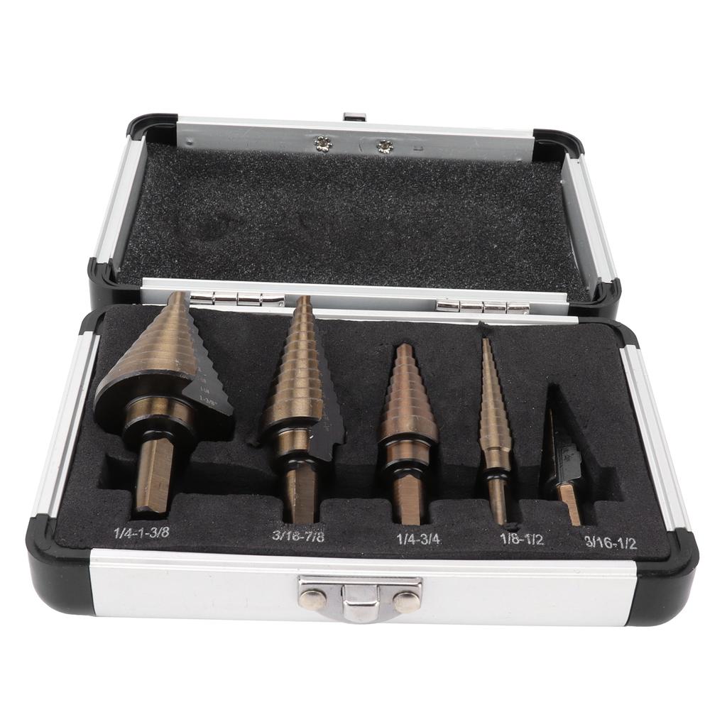 Набор из 5 ступенчатых сверл HSS с прямой метрической канавкой для сверления стальной пластины