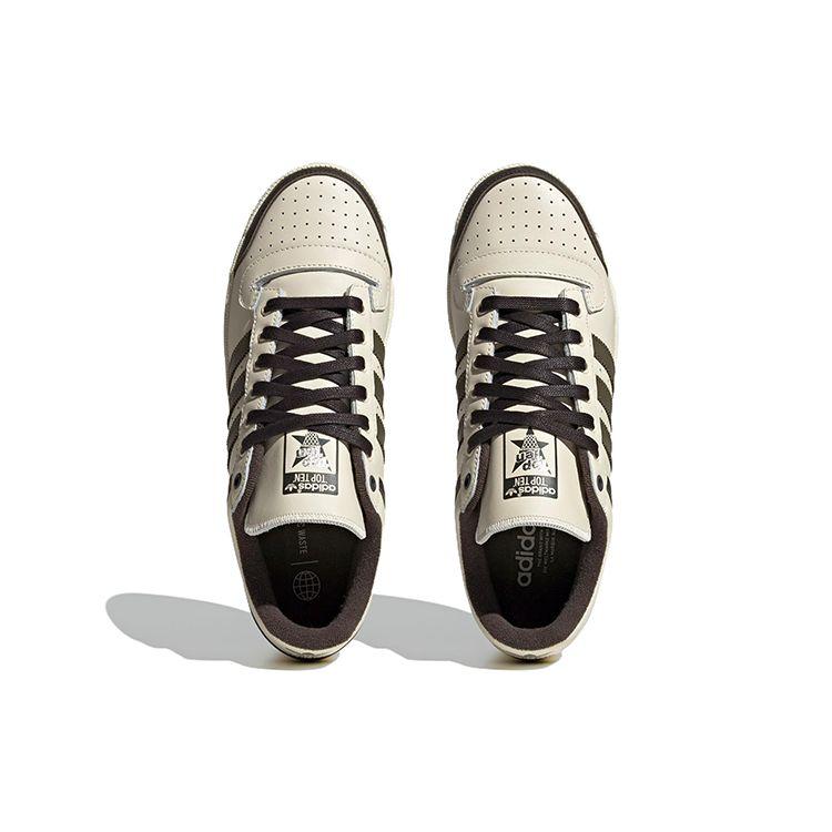 adidas Оригинальные Топ Десять Низкие Скользкие Устойчивые Прочные Низкие Кеды для Скейтбординга Унисекс Кроссовки Бежевый Черный IF5414