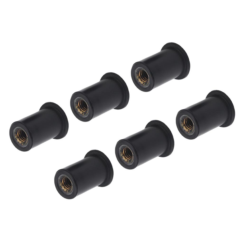 6pc M6 Durable Rubber Well Nuts Windshield Bolts for Motorcycles Kayak Canoe Boats