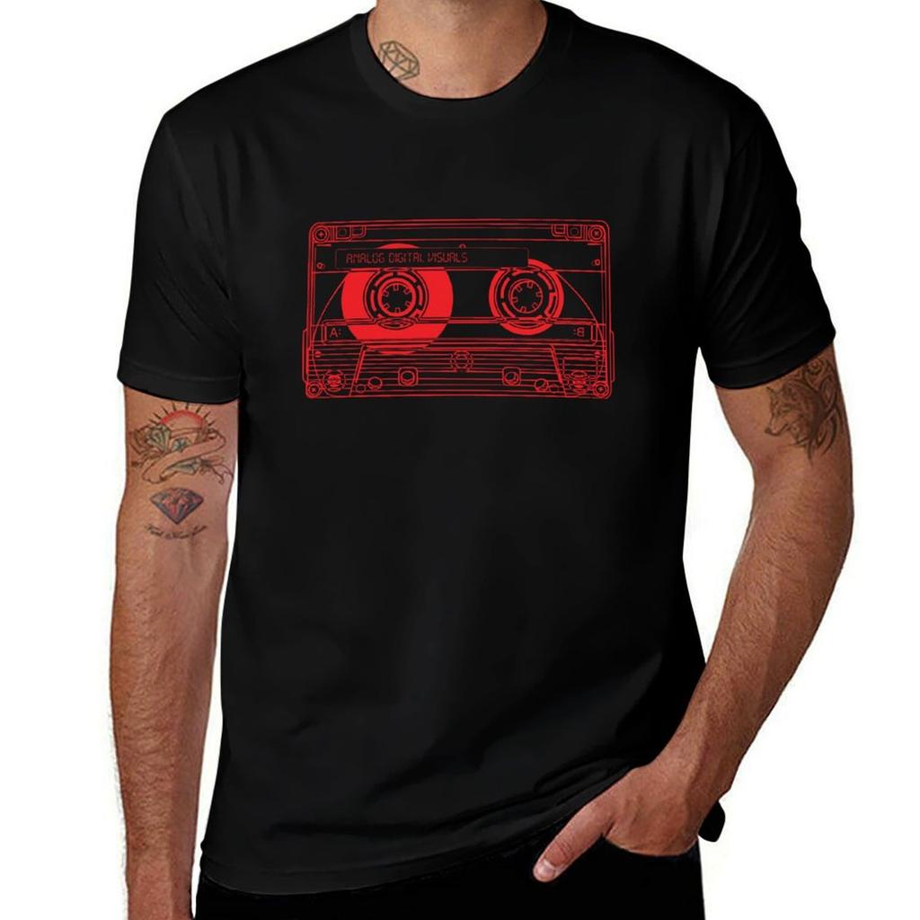 Cassette Tape (Red Lines) Analog Music TShirt Sporty Breathable Short Sleeve TShirt