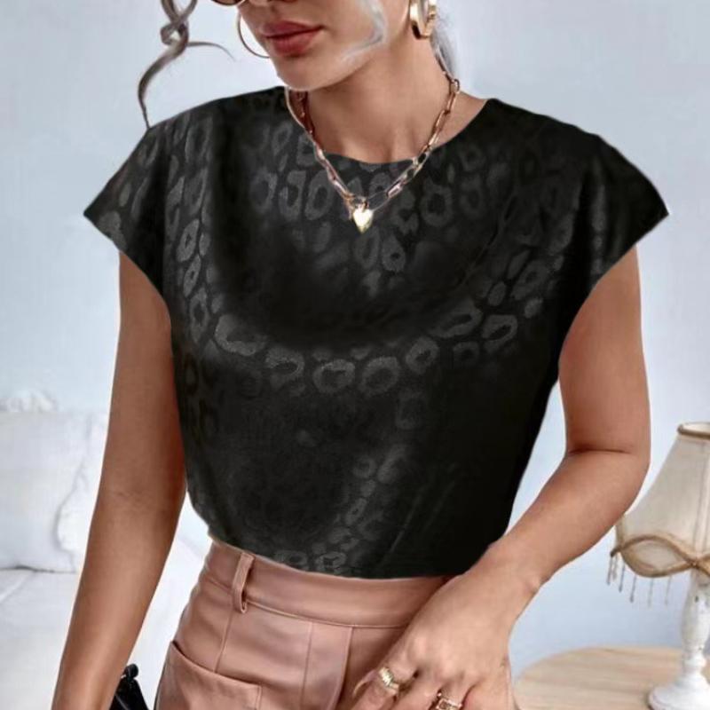 GMXIA Women's Fashion Casual Summer Leopard Print Sleeveless O-Neck Blouses & Shirts