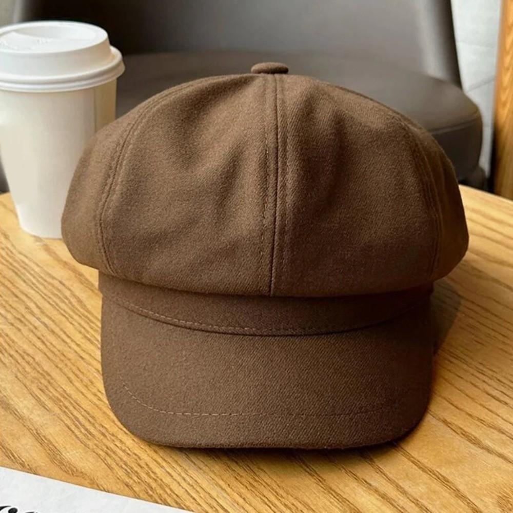 Windproof Beret Cap Solid Color Painter Peaked Hat Autumn Winter Girl Accessories