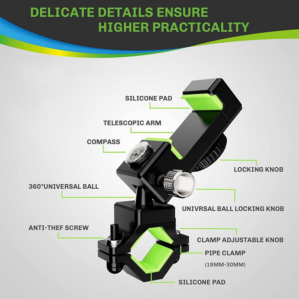 Крепление для телефона на велосипеде, руль велосипеда и мотоцикла. Универсальный держатель для мобильного телефона с поворотом на 360° для смартфонов с диагональю 4,7–6,8 дюйма.