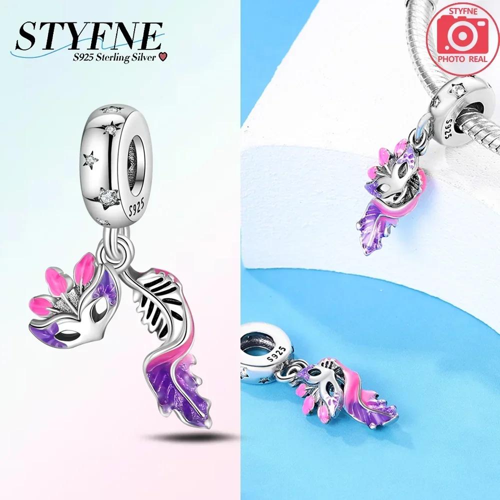 Elegant Colorful Wing Mask Leaves Feathers Pink Angel Original Beads Fit Bracelet Copper Women Diy Birthday Gift Accessory