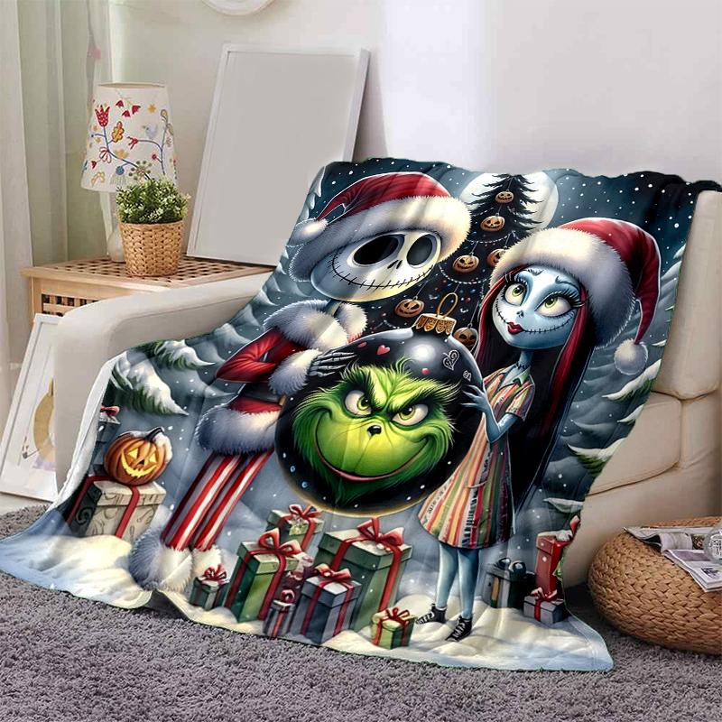 1Pc Christmas Nightmare Before Christmas Blanket Soft And Comfortable Casual Warm Camping Travel Christmas Halloween Gift M921532