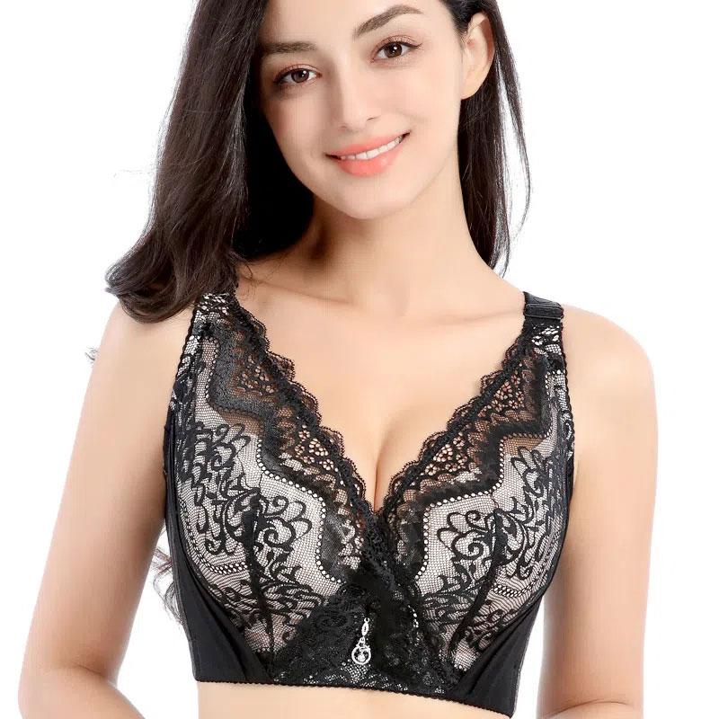 Большой размер Push Up Bra Нижнее белье Большая грудь Показать Маленький Тип регулировки Стальное кольцо Бюстгальтер кружева Украшения Сексуальные бюстгальтеры Мама Большая грудь Нижнее белье