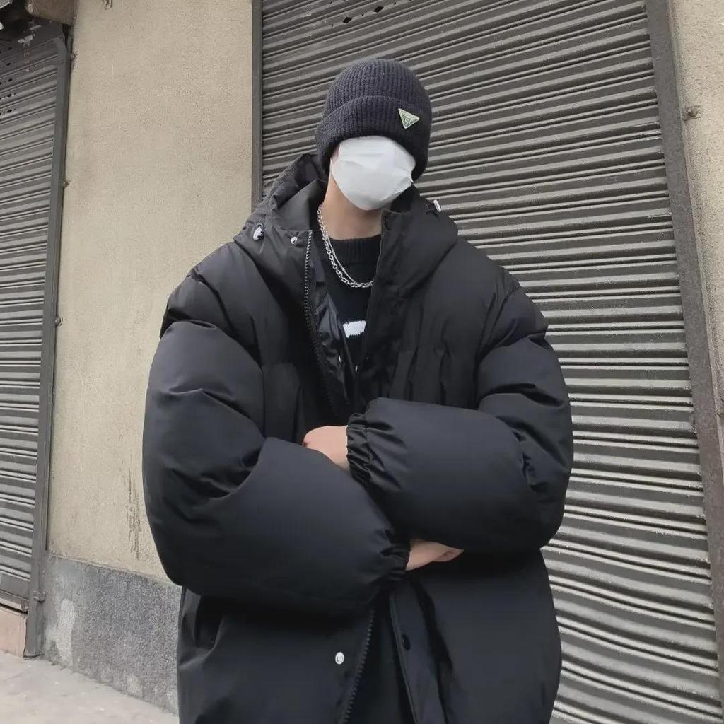 Trendy American-Style Winter Quilted Hooded Cotton Jacket for Men and Women - Windproof, Casual, All-Match Coat.