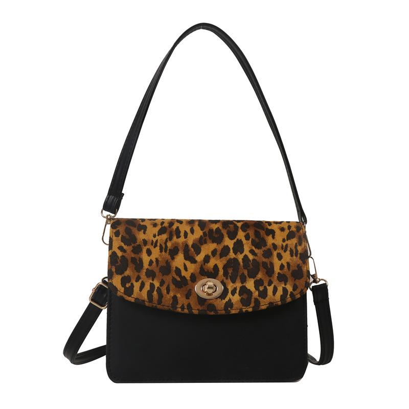 Зимняя сумка 2024 года высокого класса контрастного цвета для женщин в европейском и американском стиле, трендовый иностранный стиль, леопардовый принт, портативная диагональная сумка для женщин