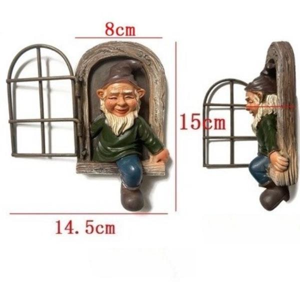 1 шт. Гном-старик из смолы с откидным окошком, садовое украшение для улицы, двора, патио, сада, дома, праздничное украшение