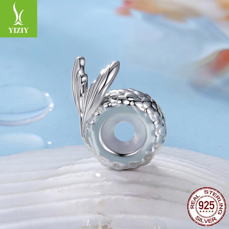 Человеческий рыбий хвост силиконовый разделитель бусин S925 стерлинговое серебро бусины для DIY ювелирных изделий бусины трансграничные