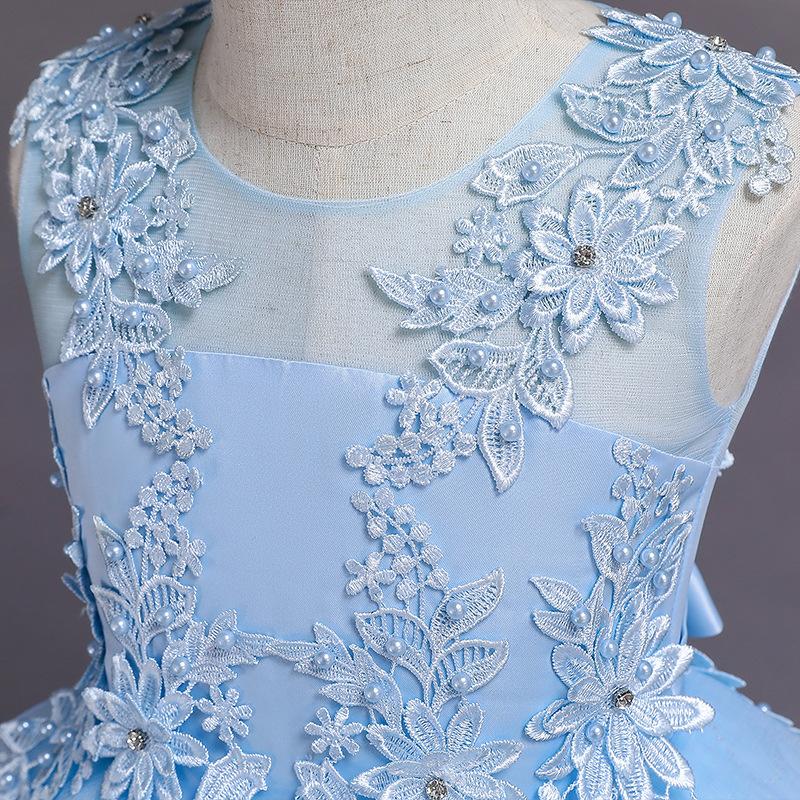 Платье для девочки-цветочницы на свадьбу, детское, из тюля, длинное платье принцессы, платья для танцев для папы и дочери, кружевные вышитые платья для девочек