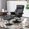 Swivel Recliner Chair with Footstool, PU Leather Recliner Armchair with Ottoman, Steel Base, Upholstered Reclining Chair for Living Room, Bedroom