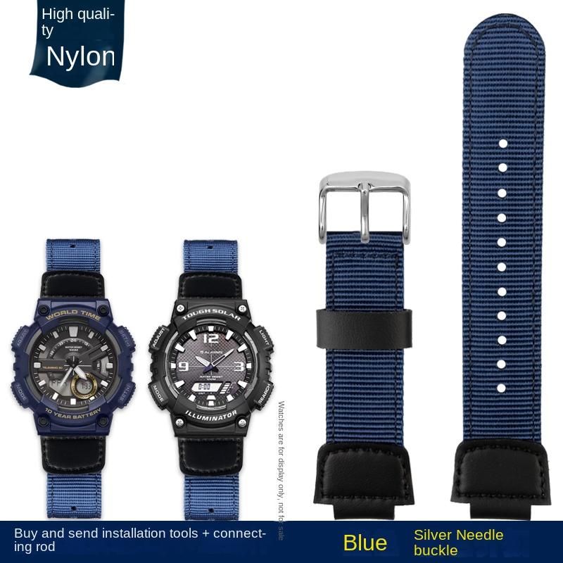 16 мм 18 мм Выпуклый Для мужских часов Casio Ремешок для часов AQ-S810W AEQ-110W MCW-200 Спортивный Дышащий нейлоновый холщовый ремешок для часов Смоляной силиконовый ремешок