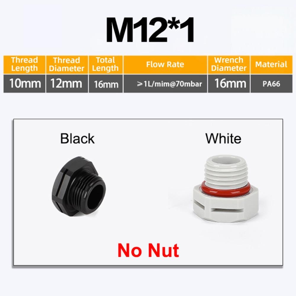 New Waterproof Vent Plug M5 M6 M8 M12 M16 Nylon Breather Valve Pressure Valve New