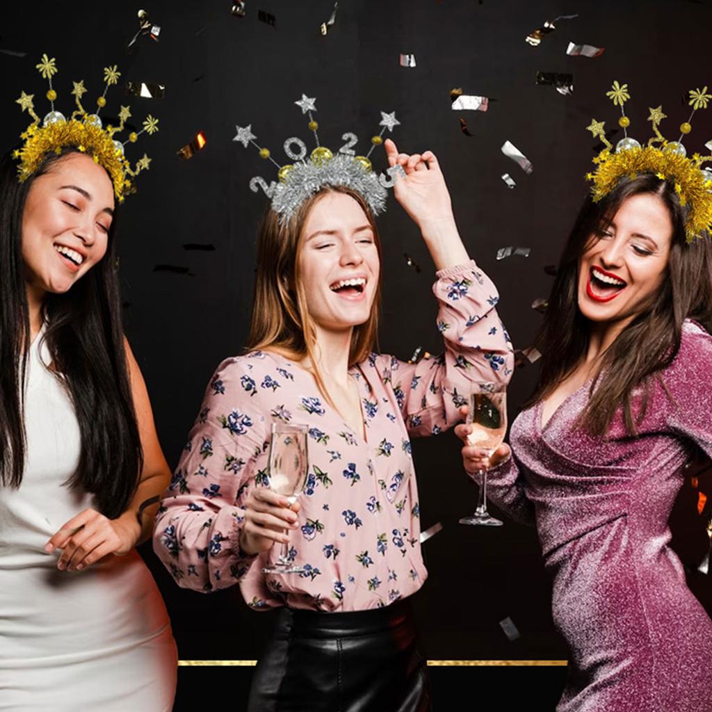 2025 New Year Eve Headband Glittering Garland Hairband Christmas Party Hairhoop Holiday Hairhoop for Festival Gathering