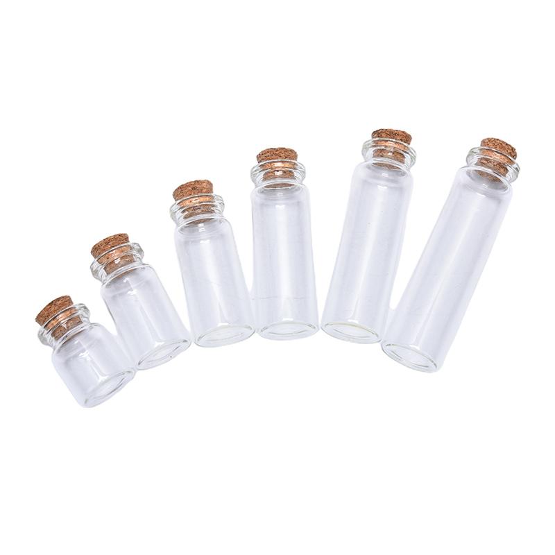10Pcs Mini Glass Bottles With Cork Stopper Clear Bottle Vial Wedding Decoration