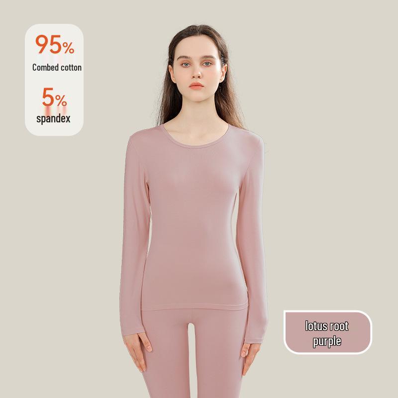 10A Антибактериальный женский приталенный комплект из чистого хлопка для осени - Базовый слой, Большой размер