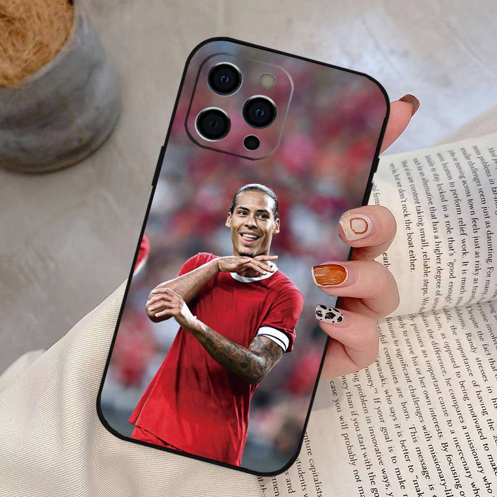 ФУТБОЛ V-Вирджил ван Д-Дийк Чехол для телефона для iPhone 17,16,15,14,13,12,11 Plus,Pro Max,XS,Мягкий силиконовый черный чехол