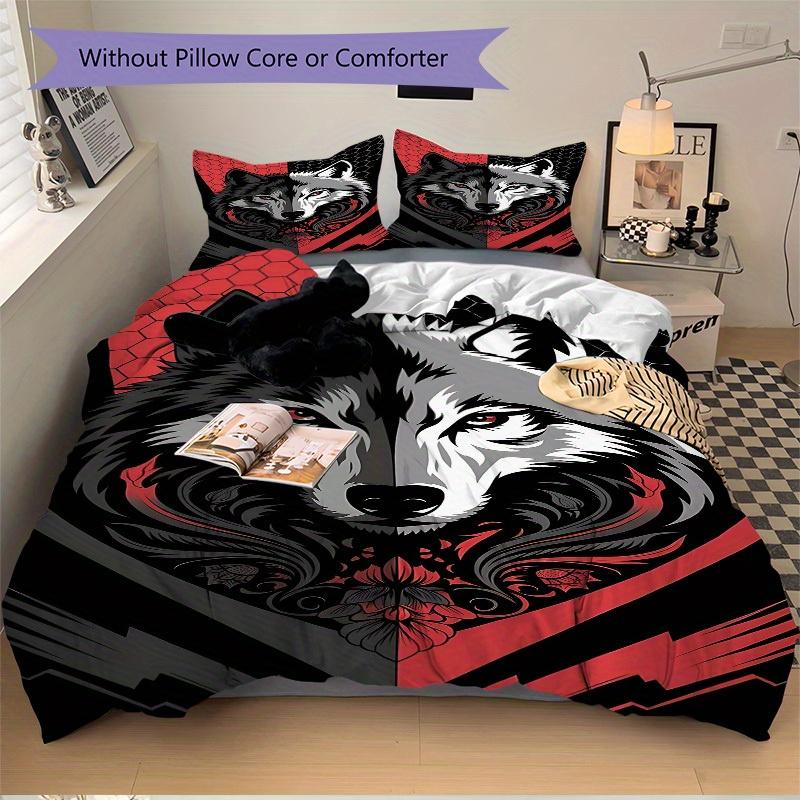 3pcs set Wolf Pack 1 Quilt Cover + 2 Pillowcases, All Seasons Bedroom Setting, Perfect for Home and Dorm Decor a158