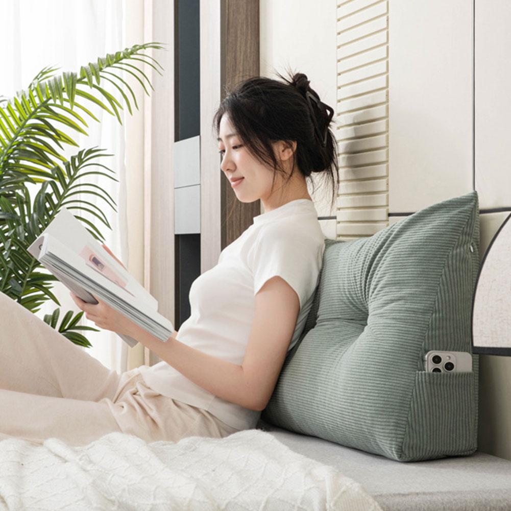 Треугольная клиновидная подушка-изголовье с боковыми карманами, поддержка для позиционирования, эргономичная треугольная подушка для головы, поясничная поддержка, спинка для кровати