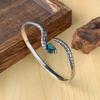 Foxanry Red Green Zircon Snake Cuff Bracelets For Women Couples Vintage Simple Trendy Elegant Personality Birthday Jewelry Gifts
