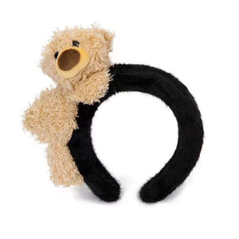 Милый плюшевый ободок для волос с изображением кролика и медведя для девочек, женский мультяшный широкий плюшевый ободок для волос, милая повязка на голову для мытья лица, повседневные аксессуары для волос