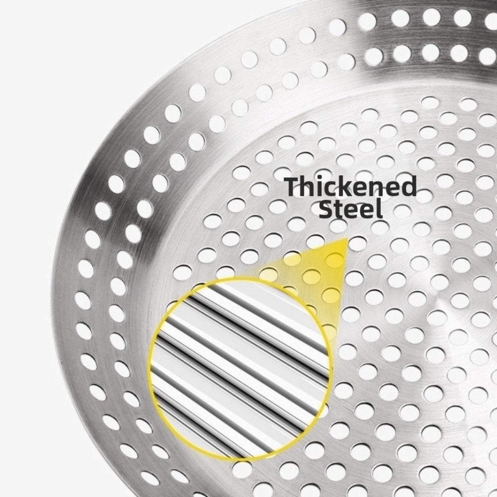 Circular BBQ Plate Folding Wood Handle Grill Fry Pan Portable Barbecue Tray  Outdoor Barbecue
