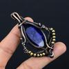 Blue Sapphire Gemstone Pure Copper Wire Wrapped Designer Handmade Pendant Jewelry For Wedding Gift