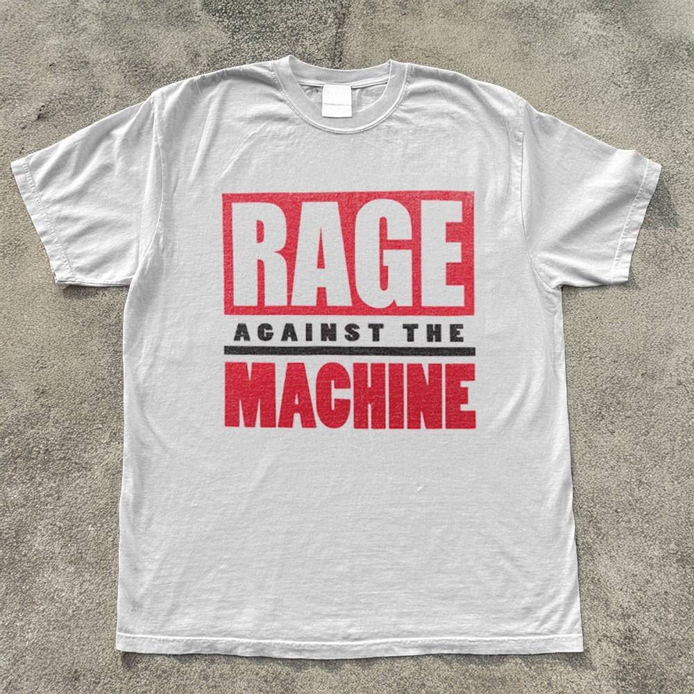 RAGE AGAINST THE MACHINE Logo Graphic Unisex White Cotton T-shirt S-5XL