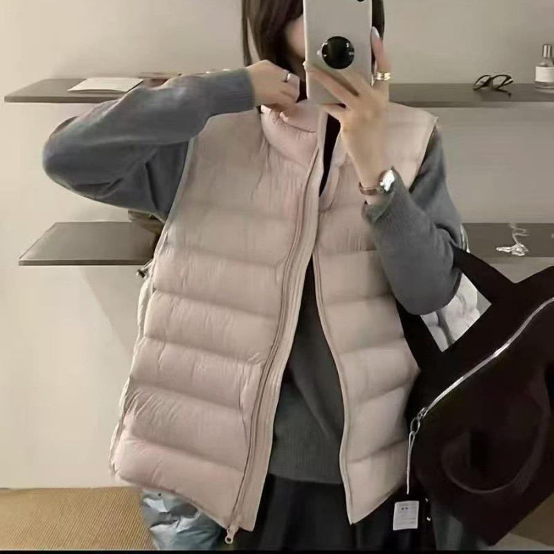Thin ribs down cotton vest women's short autumn and winter new loose stand-up collar warm cotton-padded vest
