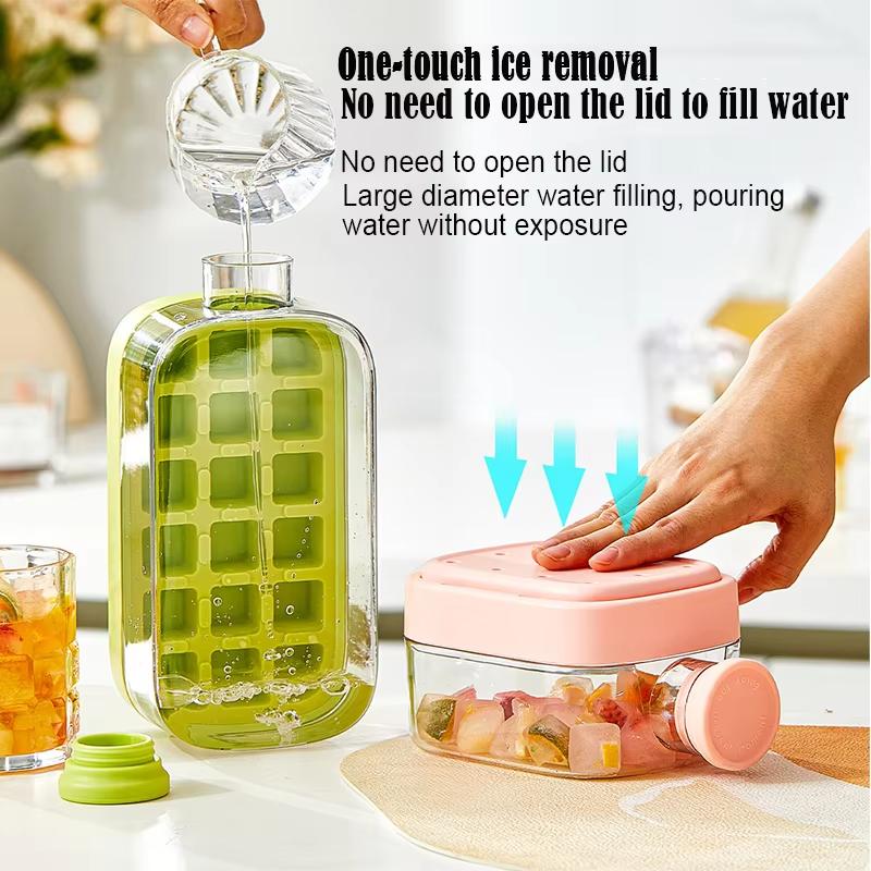 Бутылка для приготовления льда с крышкой-соломинкой, портативный прессованный лоток для льда для летнего использования на открытом воздухе, самодельный холодильник, морозильник, льдогенератор