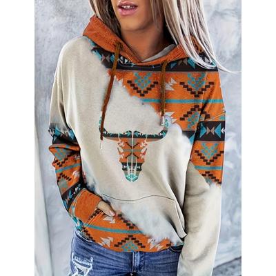 Женская повседневная и модная толстовка с круглым вырезом, в западном этническом стиле, винтажная толстовка с принтом для женщин