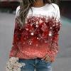 2024 Autumn and Winter Christmas Snowflake 3D Printed Women's T-Shirt Loose Casual Round Neck Long Sleeve  Top