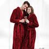 Женский и мужской теплый банный халат из бархата кораллового цвета с несколькими рукавами, зимний утолщенный фланелевый теплый халат-кимоно для невесты