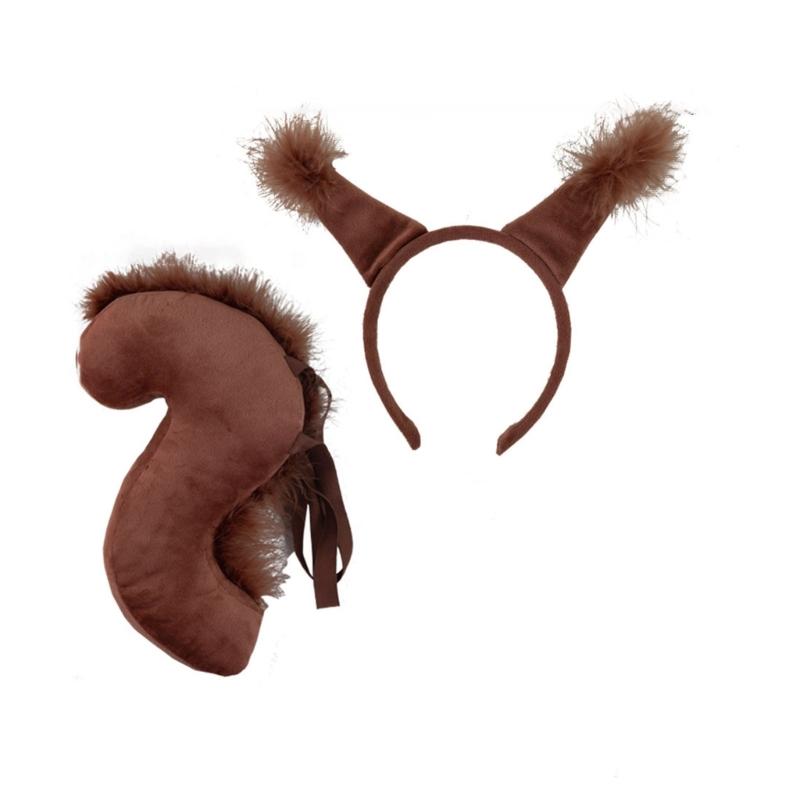 Повязка на голову белки Хвост Хэллоуин Животное Нарядные костюмы