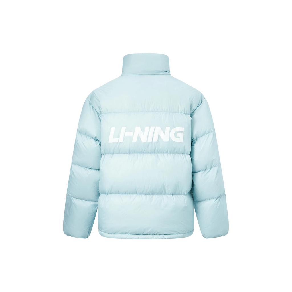 Li Ning Sports Lifestyle Series Letter Logo Межсезонье Запасной Принт Ветровка Свободный Короткий Пуховик Унисекс Куртка Светло-Голубая AYMT349-4