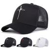 Men Personality Cross Embroidered Baseball Cap Mesh Hat Outdoor Adjustable Sunscreen Leisure Hat Spring Autumn Travel Tourism Beach Vacation