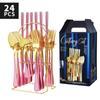 24 Pieces Luxury Tableware Cutlery Set Stainless Steel Tableware Set Gold Tableware Set Knife Fork Spoon Dishwasher Tableware