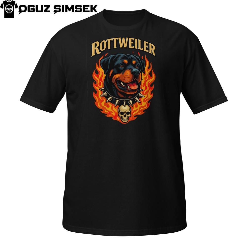Rottweiler Skull Flame T-Shirt | Fierce Guard Dog Graphic Tee | Bold Fire Rottie