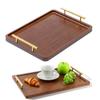 Поднос для еды и напитков Деревянный сервировочный поднос с металлическими ручками для журнального столика Завтрак Ужин Кухня Вечеринки Декоративный поднос