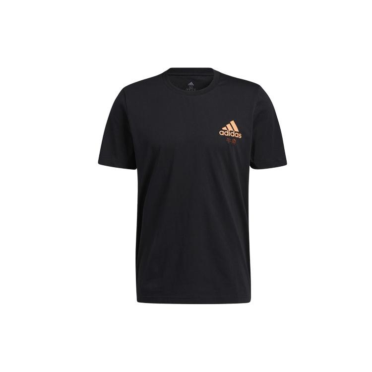 adidas Футболки Мужские Черные С Круглым Вырезом Умеренный Прямой Крой GN5112