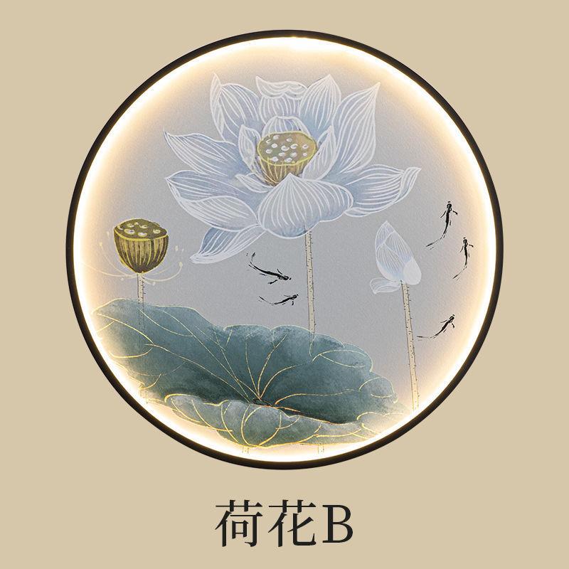 Настенный светильник в китайском стиле для гостиной, украшение со светом, хрустальная фарфоровая фреска, домашний декор, круглый светильник Zen Free Wiring Porch Light