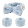 3Pcs Bow Headband Wristband Set Towel Elastic Soft Washing Face Shower Make Up Yoga Sports Skincare Headband for Women Girls