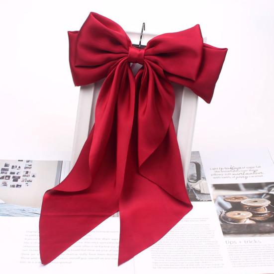 Нескользящий Плотный Элегантный Изысканный Пружинный Зажим Китайский Стиль Большой Бант Лента Декор Пружинная Заколка Аксессуары для Волос